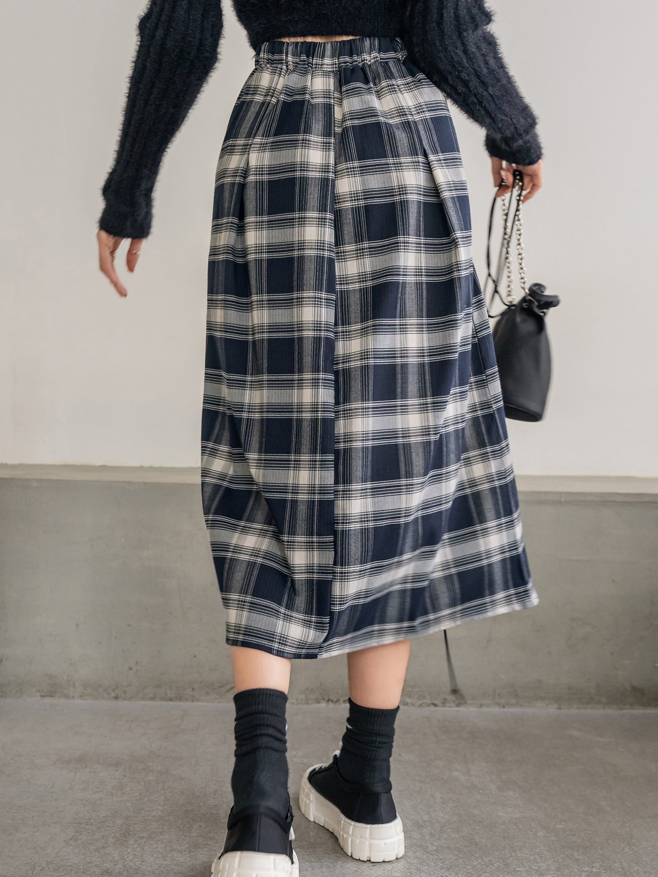 Plaid Print High Waist Skirt