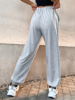 Slogan Graphic Drawstring Waist Sweatpants