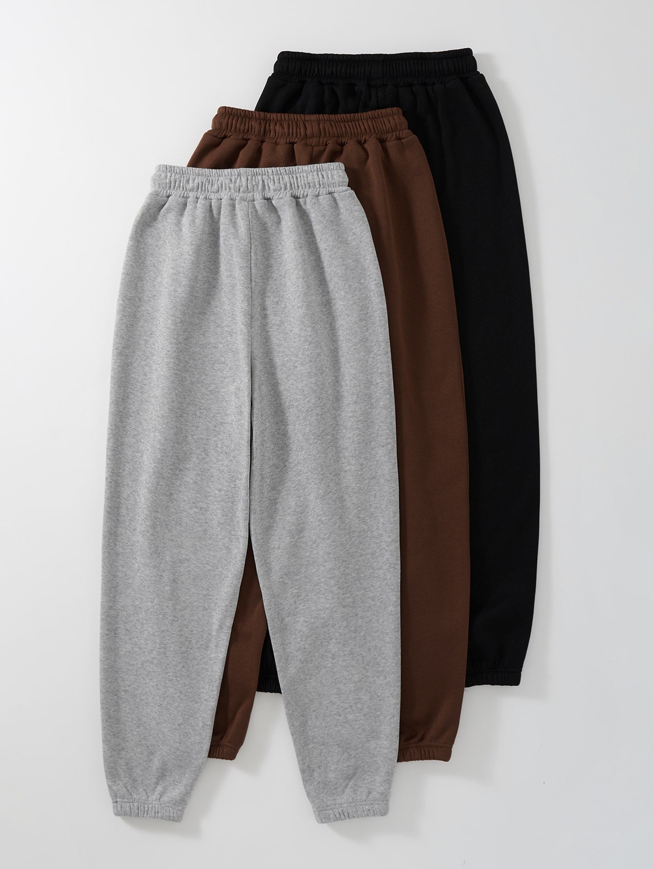 3pcs Moon & Heart Print Thermal Lined Sweatpants