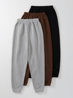 3pcs Moon & Heart Print Thermal Lined Sweatpants