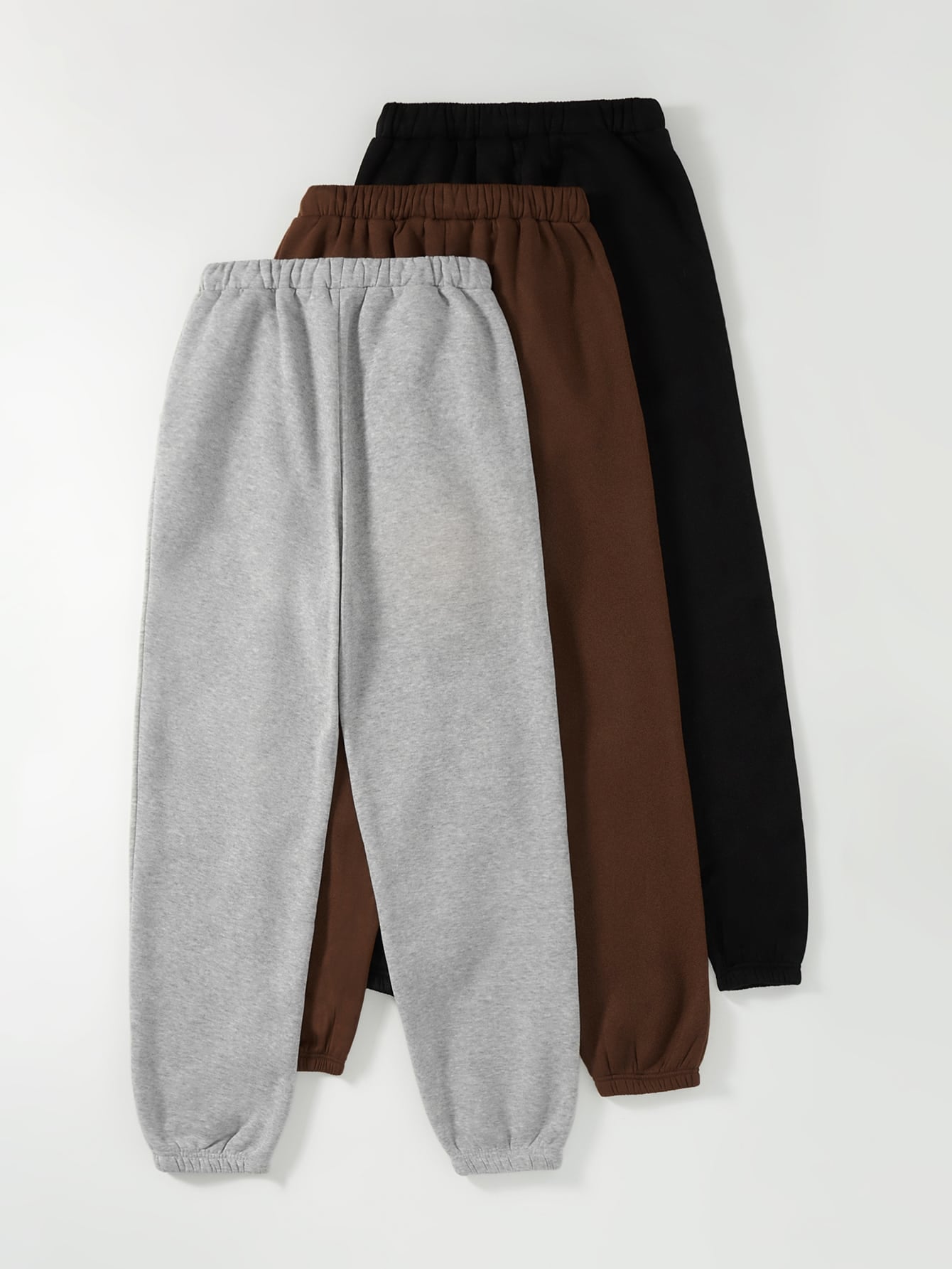 3pcs Letter & Butterfly Print Thermal Lined Sweatpants