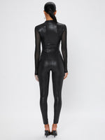 Croc Embossed Mesh Panel Unitard Jumpsuit