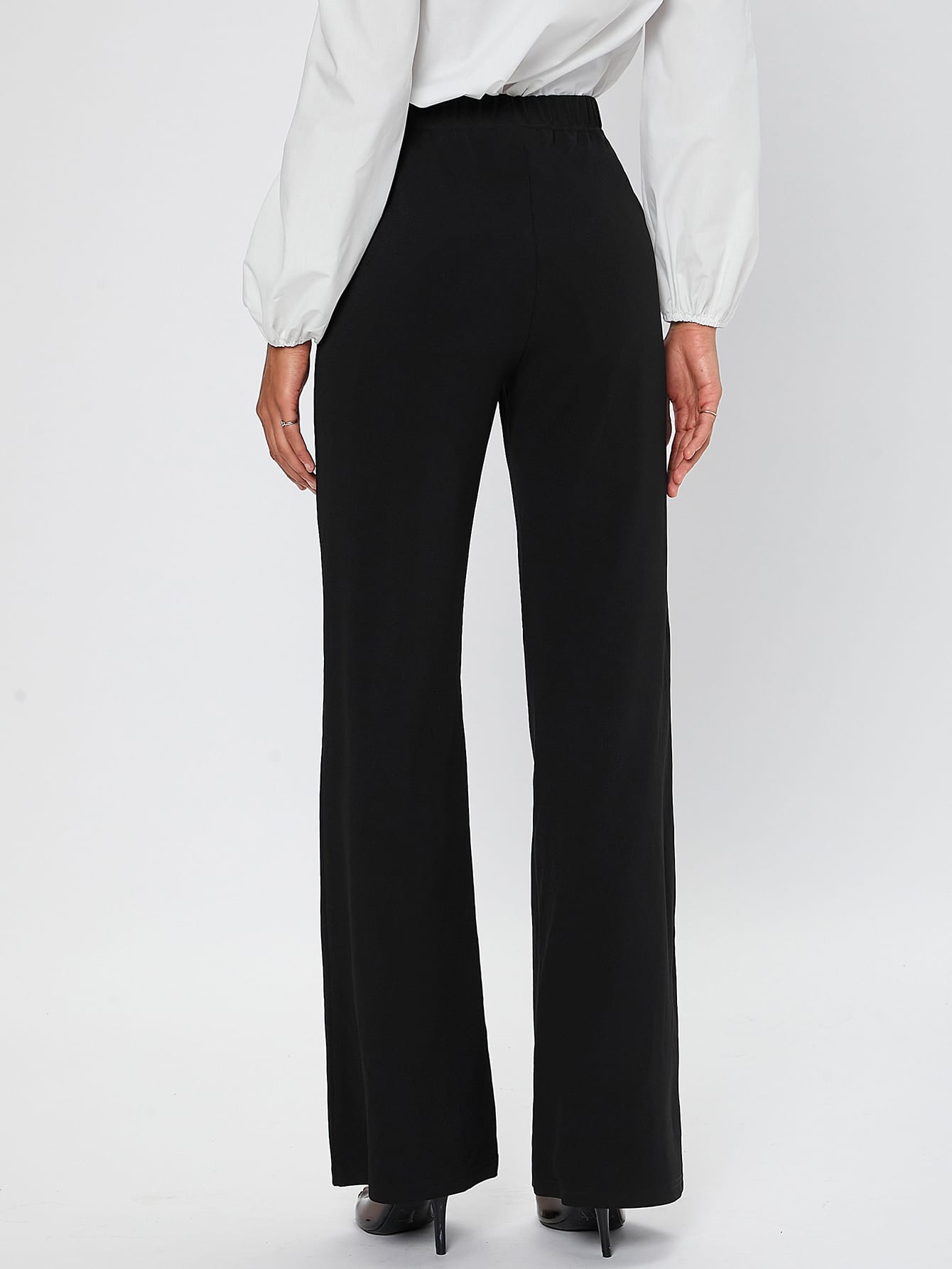 High Waist Belted Flare Leg Pants