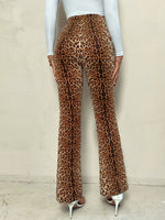 Leopard Print Flare Leg Pants