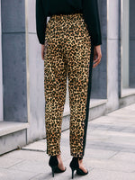 Leopard Slant Pocket Elastic Waist Sweatpants