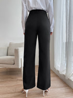 High Waist Seam Detail Wide Leg Pants Without Belt
