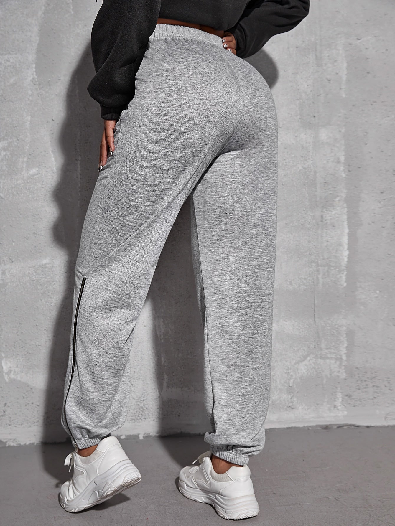 Space Dye Split Zipper Detail Sweatpants