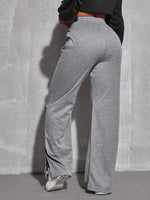 Drawstring Waist Split Hem Sweatpants