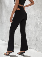 Cut Out Waist Flare Leg Pants