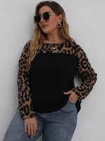 Plus Leopard Panel Blouse