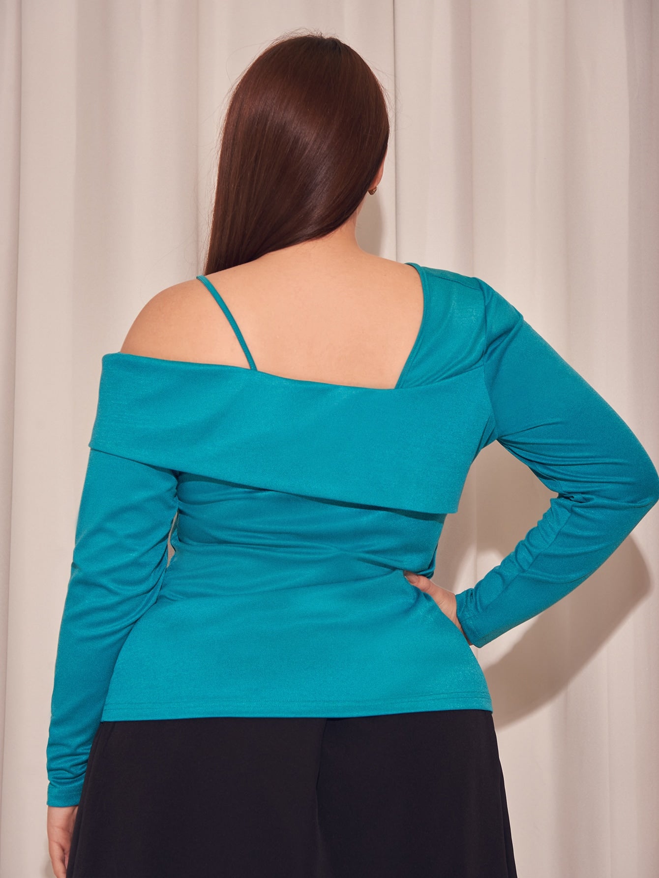 Plus Asymmetrical Neck Solid Tee
