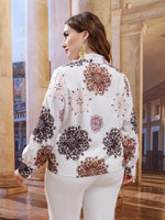 Plus Floral Print Knot Side Wrap Blouse
