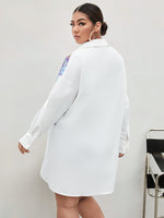 Plus Letter & Graphic Print Drop Shoulder Longline Blouse