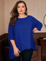 Plus High Low Batwing Sleeve Blouse