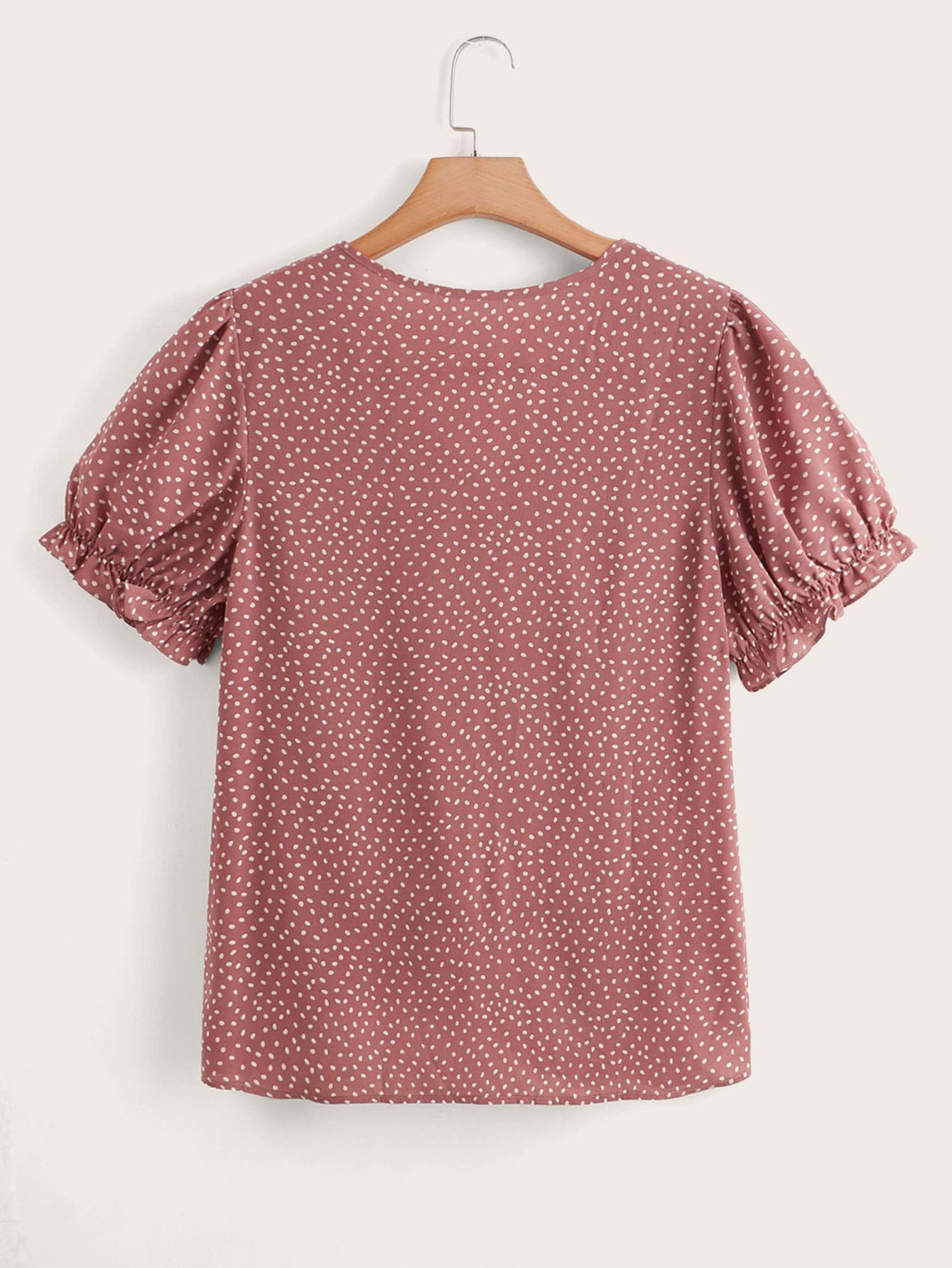 Plus Confetti Print Puff Sleeve Cut Out Blouse