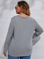 Plus Button Detail Asymmetrical Hem Tee