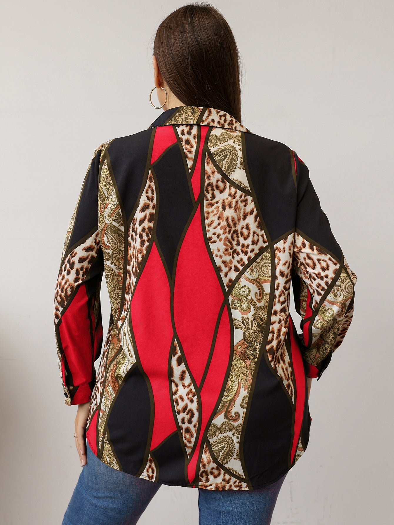 Plus Leopard & Paisley Print Blouse