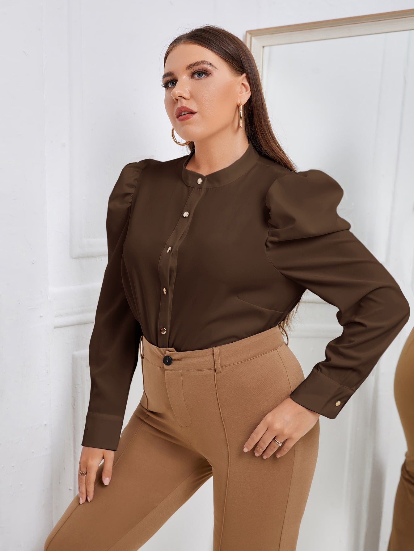 Plus Gigot Sleeve Blouse