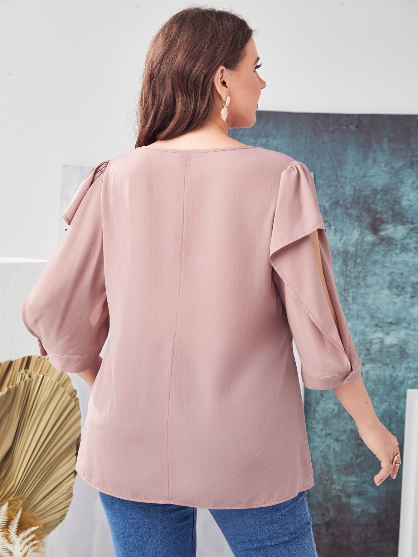 Plus Cut Out Sleeve Blouse