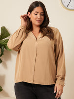 Plus Solid Collared Blouse