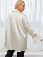 Plus Drop Shoulder Satin Blouse