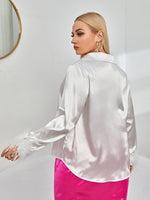 Plus Fuzzy Cuff Satin Blouse