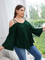 Plus Solid Cold Shoulder Blouse