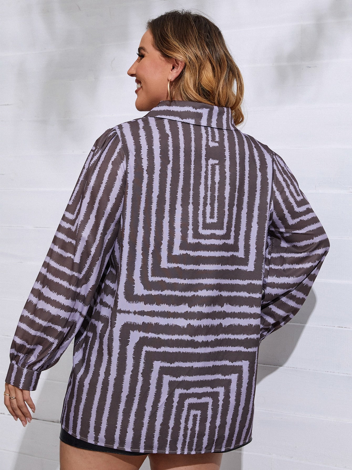 Plus Allover Print Puff Sleeve Blouse