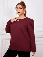Plus Gigot Sleeve Tie Back Blouse