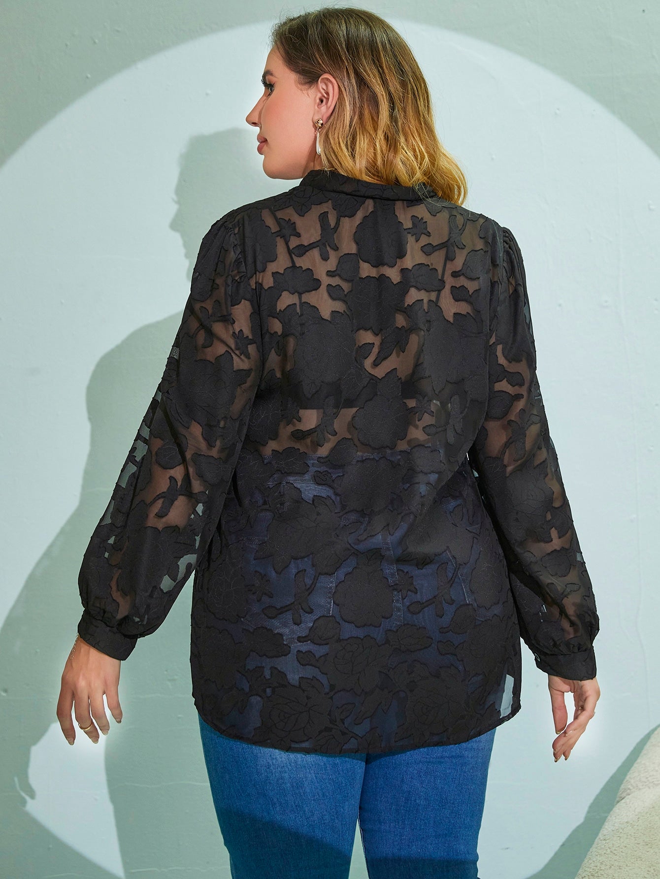 Plus Knot Front Chiffon Blouse