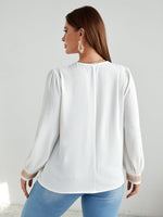 Plus Guipure Lace Panel Lantern Sleeve Blouse