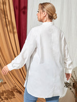 Plus Drop Shoulder Graphic Pattern Split Side Top