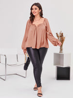 Plus Sweetheart Neck Lantern Sleeve Blouse
