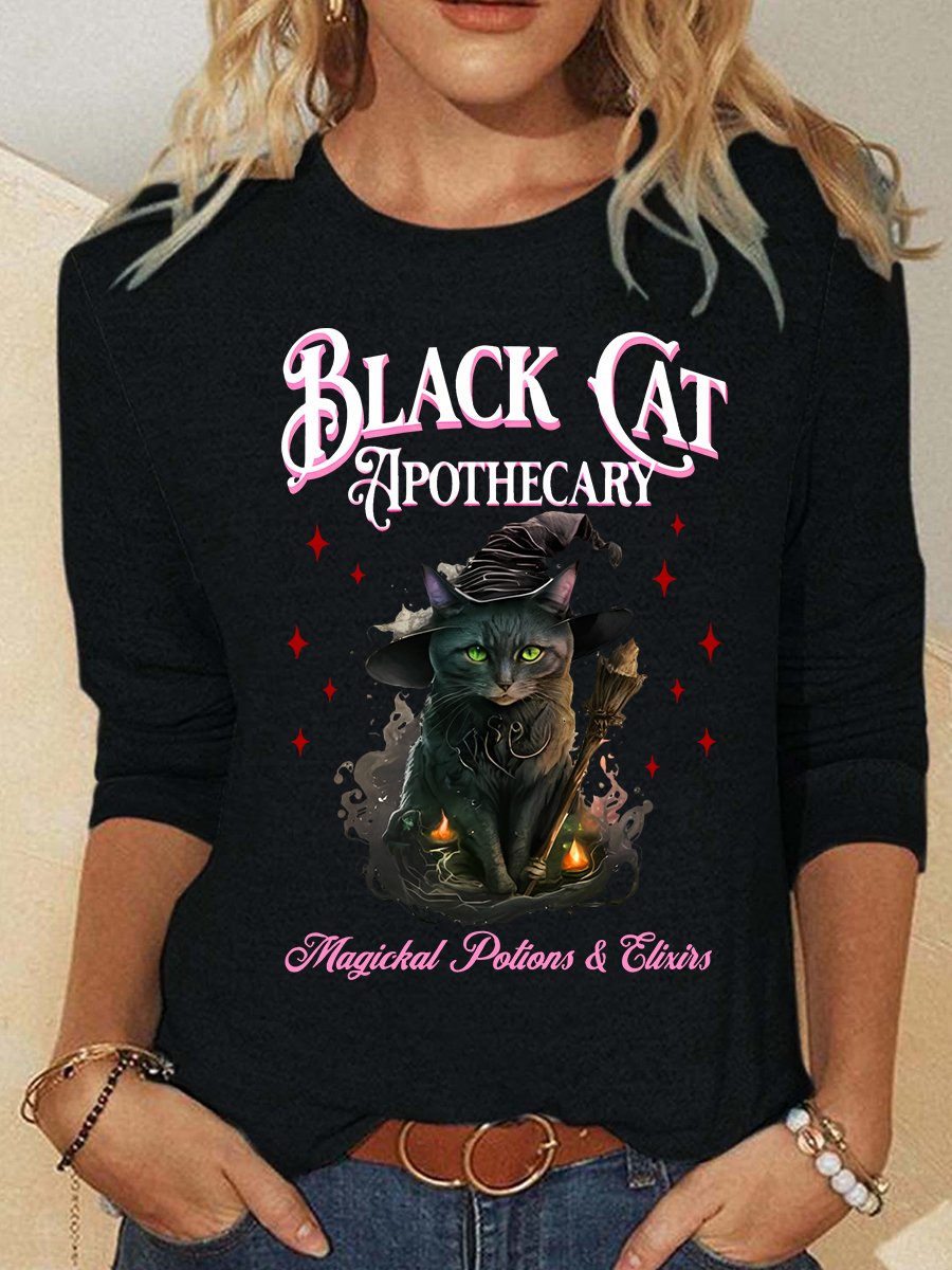 Loose Long Sleeve Crew Neck Halloween Casual Regular Blouse