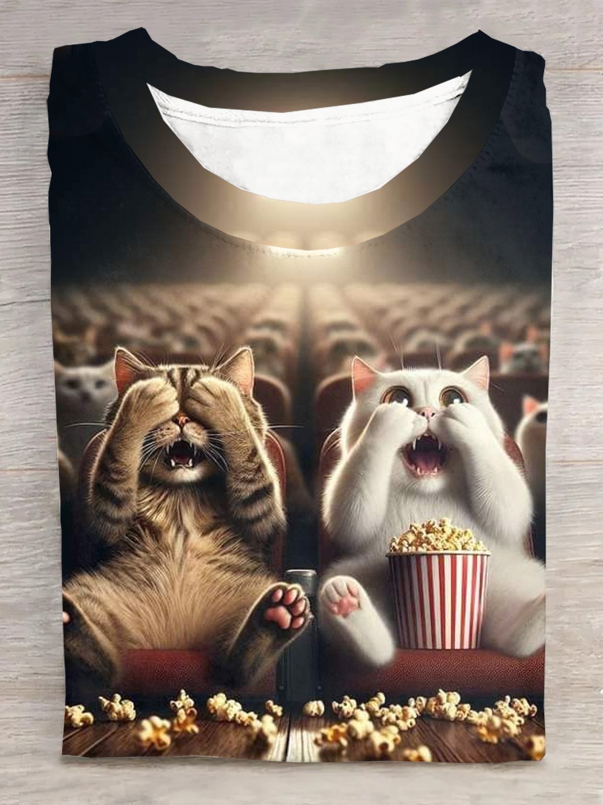 Casual Short Sleeve Crew Neck Cat Loose Regular T-Shirt