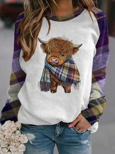 Casual Long Sleeve Crew Neck Animal Loose Regular Sweatshirt