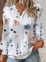 Casual Long Sleeve Floral Loose Regular Blouse
