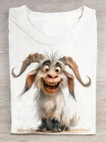 Loose Short Sleeve Crew Neck Animal Casual Regular T-Shirt