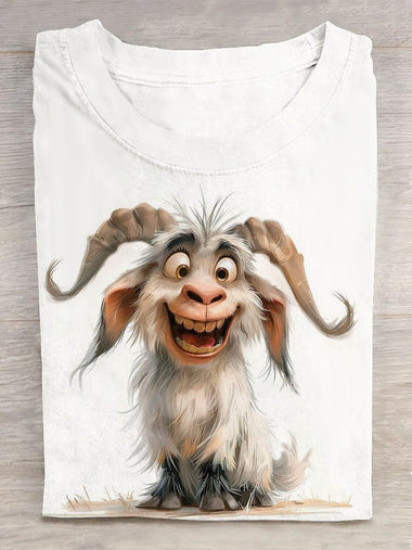 Loose Short Sleeve Crew Neck Animal Casual Regular T-Shirt