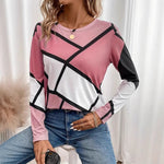 Loose Long Sleeve Crew Neck Ethnic Floral Casual Regular T-Shirt
