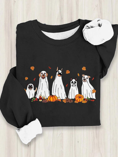 Loose Long Sleeve Crew Neck Halloween Casual Regular T-Shirt