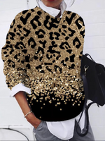 Loose Long Sleeve Crew Neck Floral Zipper Casual Regular Sweatshirt