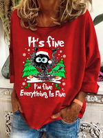 Loose Long Sleeve Crew Neck Christmas Casual Regular Sweatshirt
