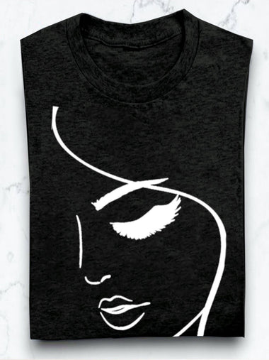 Long Sleeve Crew Neck Figure Casual Regular T-Shirt