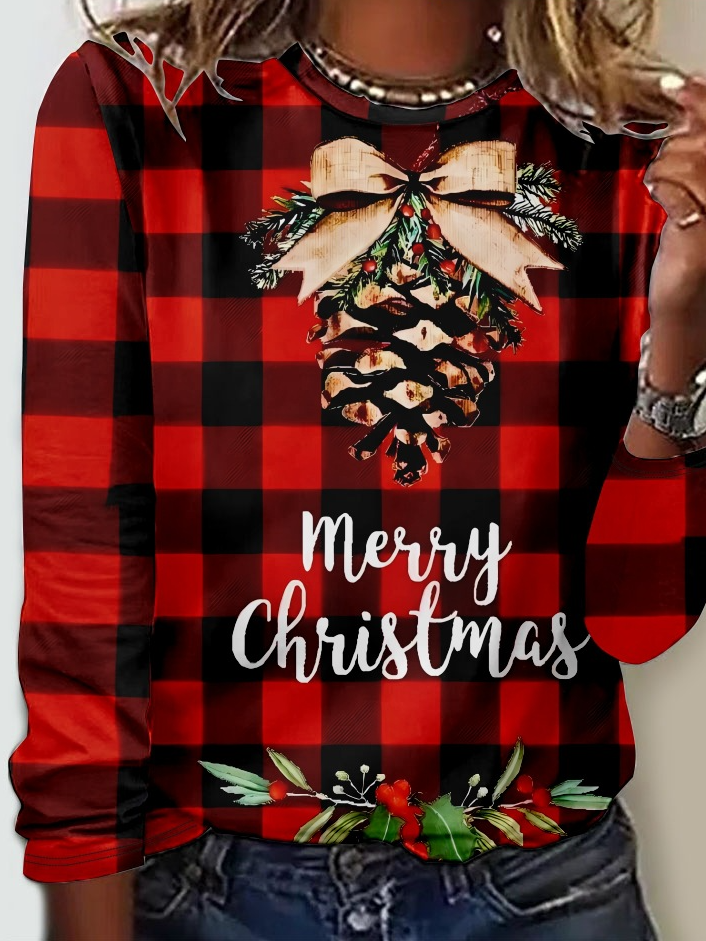 Loose Long Sleeve Crew Neck Ethnic Casual Regular T-Shirt