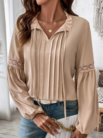 Loose Long Sleeve Plain Casual Regular Blouse