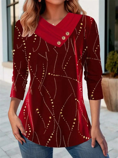 Casual Long Sleeve Turtleneck Christmas Loose Regular Blouse