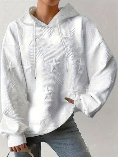 Loose Long Sleeve Hoodie Star Zipper Casual Regular Sweatshirt
