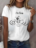 Loose Short Sleeve Crew Neck Letter Pattern Casual Regular T-Shirt