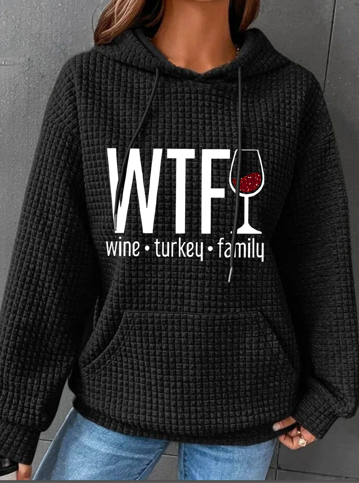 Casual Long Sleeve Hoodie Text Letters Loose Regular Hoodie